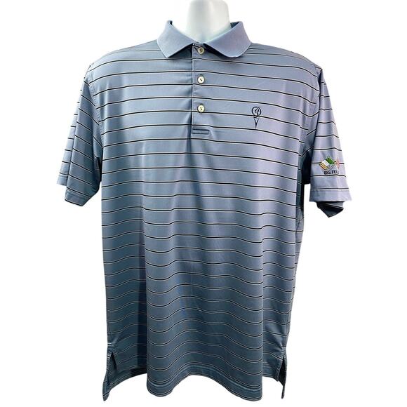 Peter Millar Polo Shirt Men's Med Blue Summer Comfort Golf "Big Fellow" Irish - Picture 1 of 9